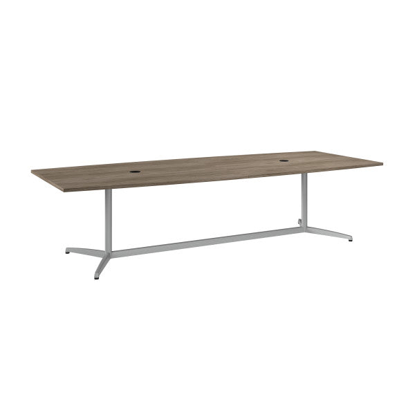 Shop Master Office Furniture 120W x 48D Boat Shaped Conference Table with Metal Base 02 99TBM120MHSVK  color modern hickory