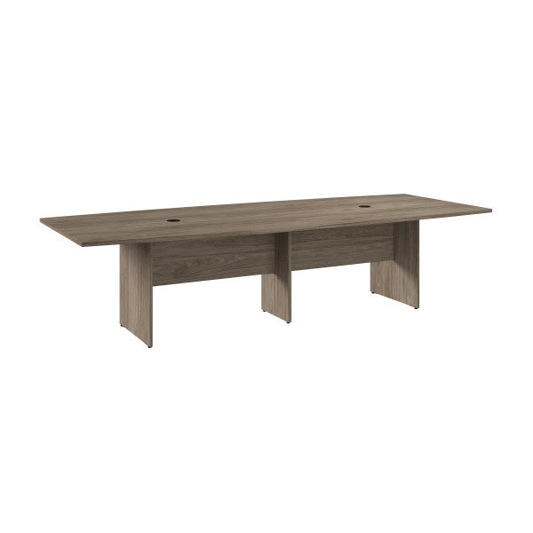 Shop Master Office Furniture 120W x 48D Boat Shaped Conference Table with Wood Base 02 99TB12048MHK  color modern hickory