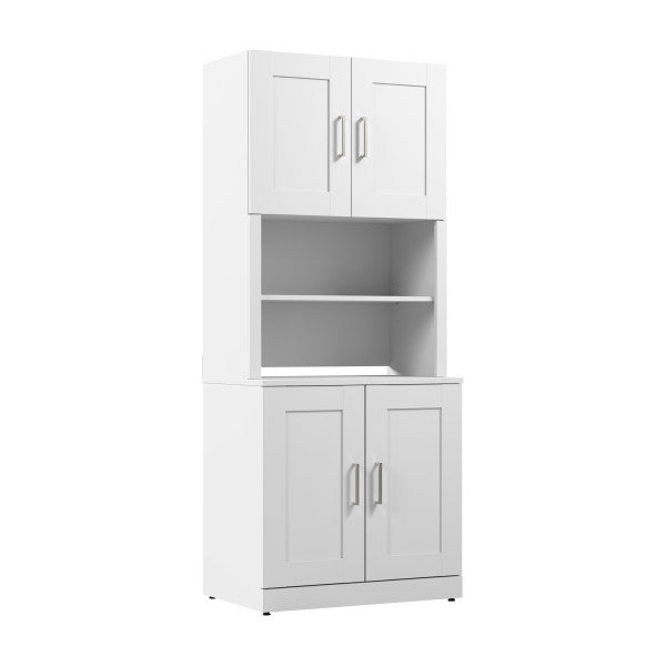 Shop Master Office Furniture Hampton Heights 30W Storage Cabinet with Doors and Hutch 02 HHD010WH  color white