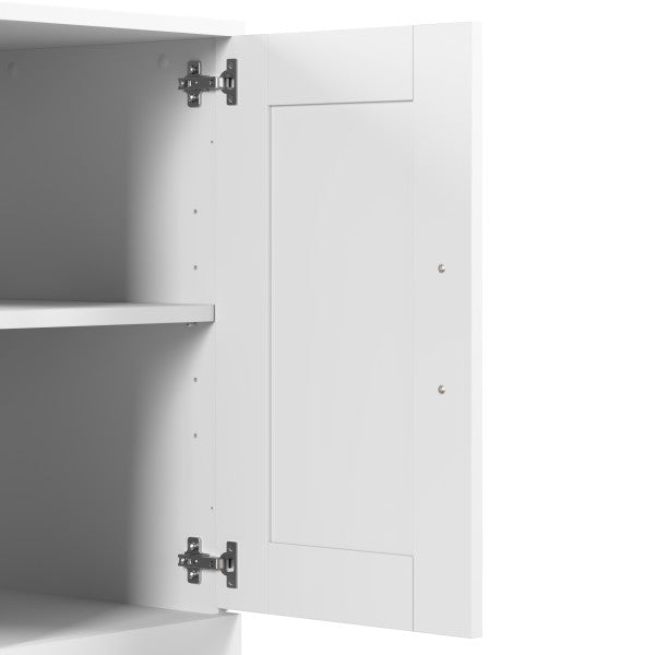 Shop Master Office Furniture Hampton Heights 30W Storage Cabinet with Doors and Hutch 07 HHD010WH  color white